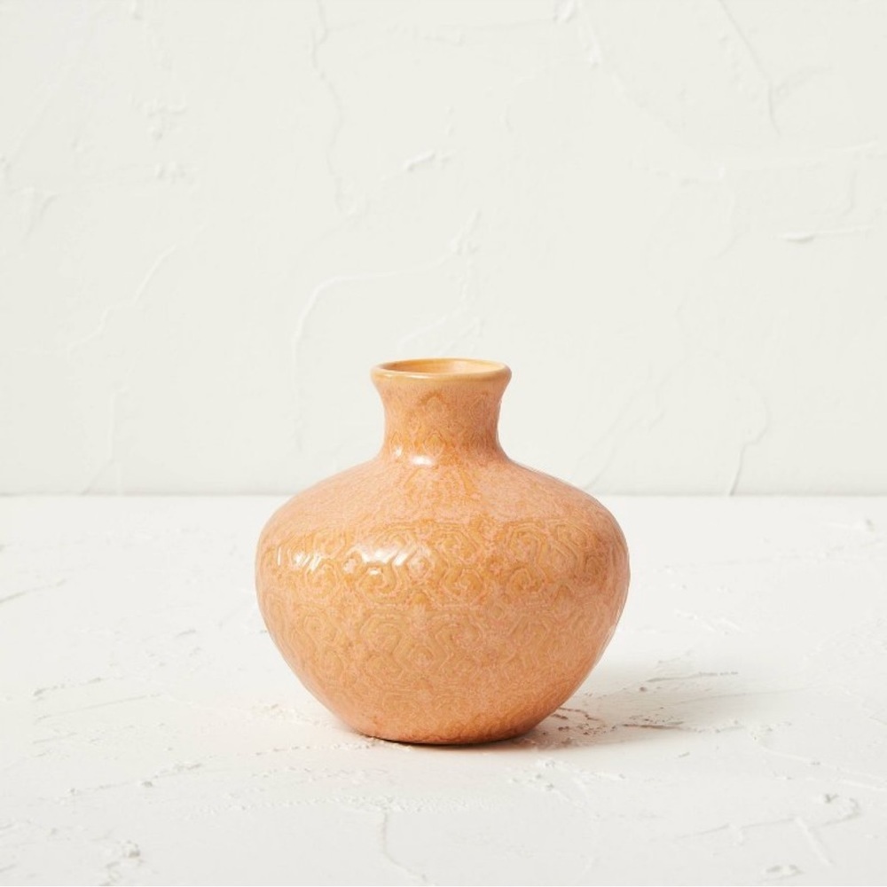 Opalhouse Peach Glazed Patterned Ceramic Bud Vase